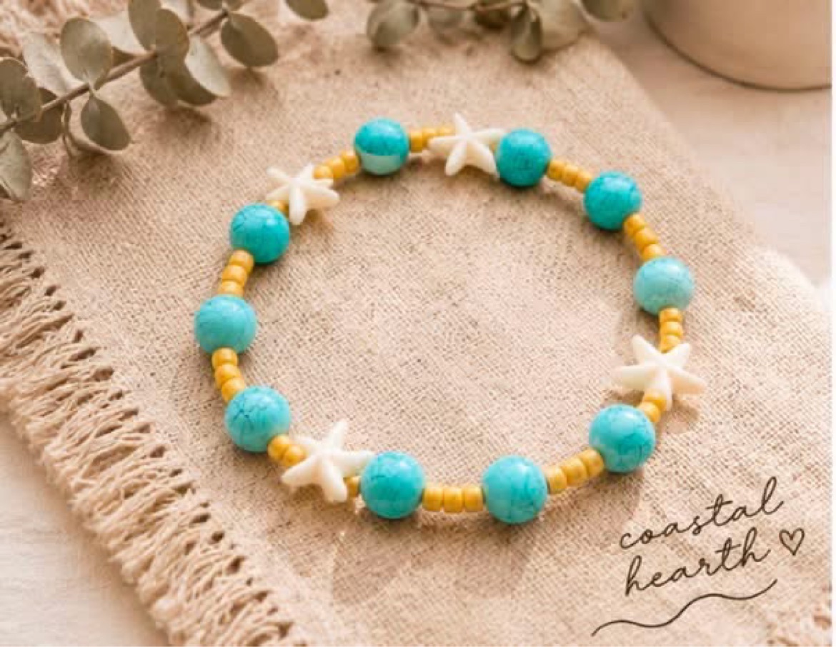 Turquoise bracelet with starfish charms