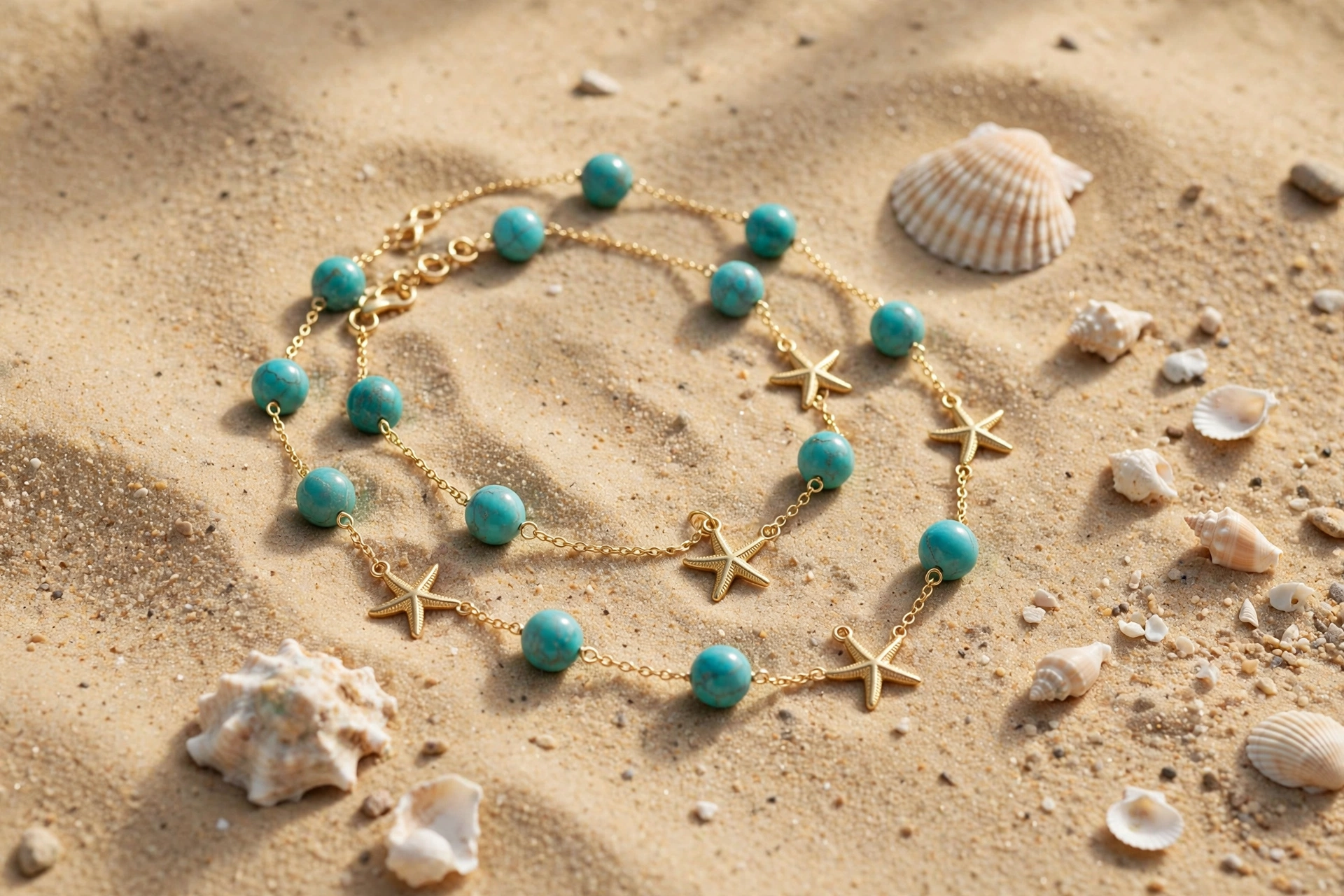 Turquoise and starfish necklace